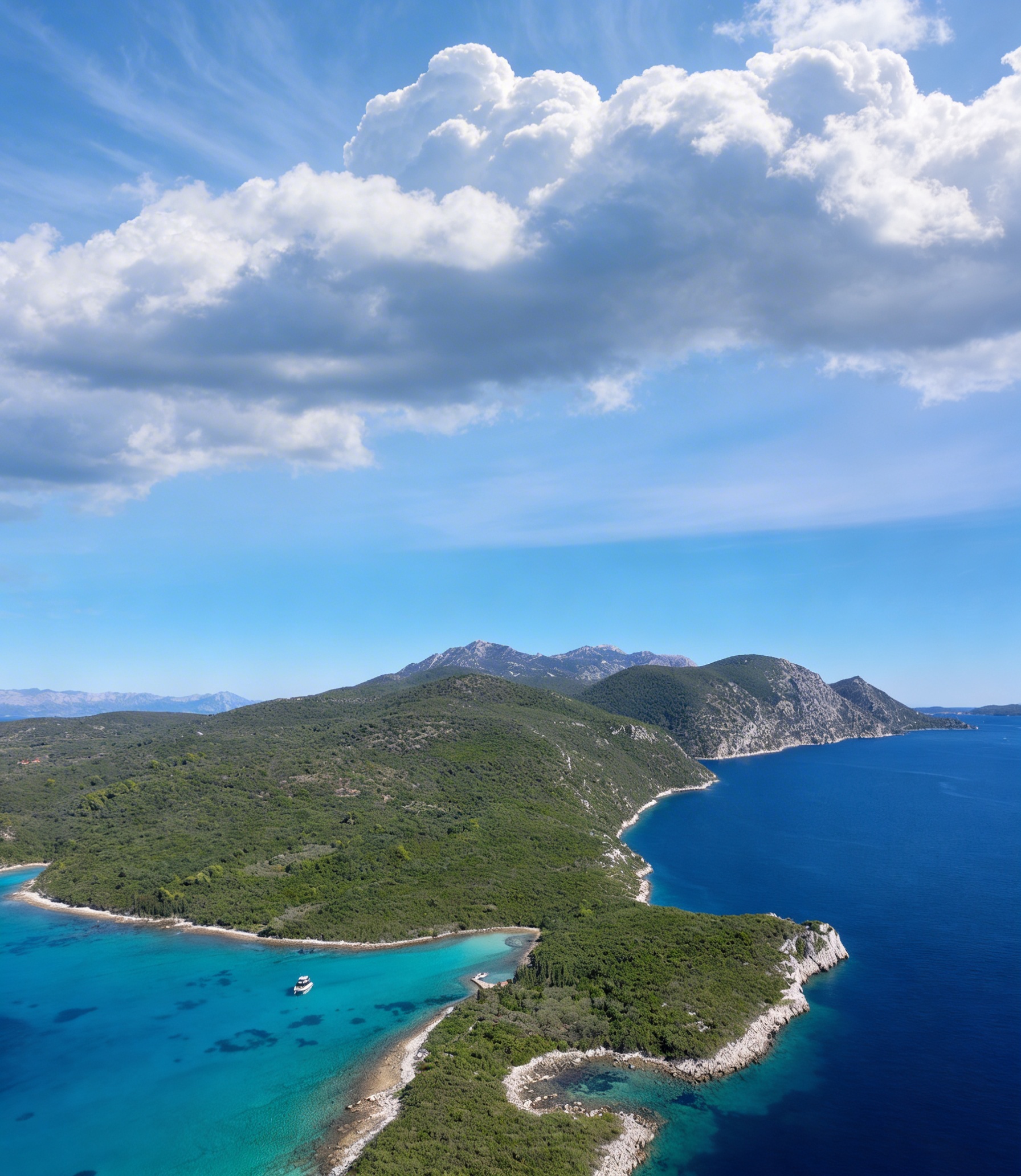 Sailboats moored in a sunlit Croatian cove